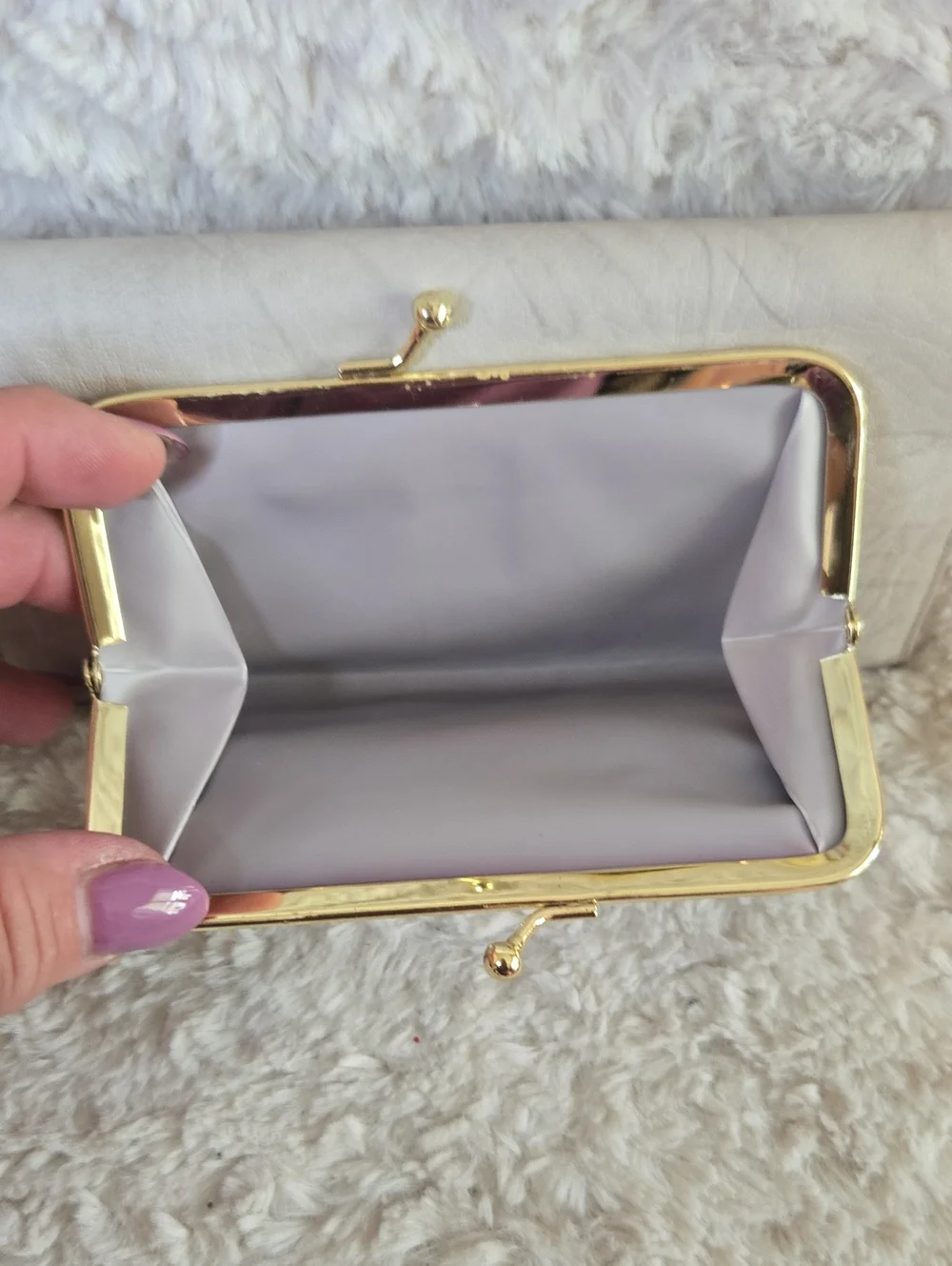 Burton Light Gray Leather Wallet Clutch